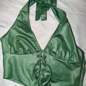SHEIN Emerald Satin Top